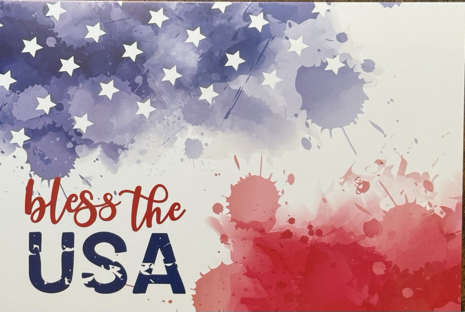 Patriotic Bless The USA July 4 Memorial Day Military Greeting Card GC27 Envelope