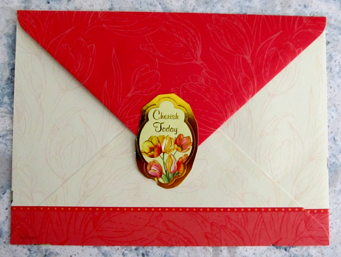 Exclusively Crafted For You Birthday Card, Env. & Seal – Orange & Yellow Tulips