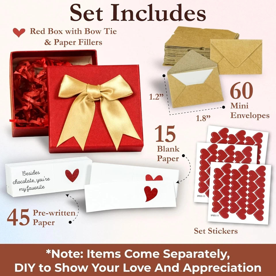 60 Mini Love Notes with Envelopes – Perfect Gift for Couples on Any Occasion