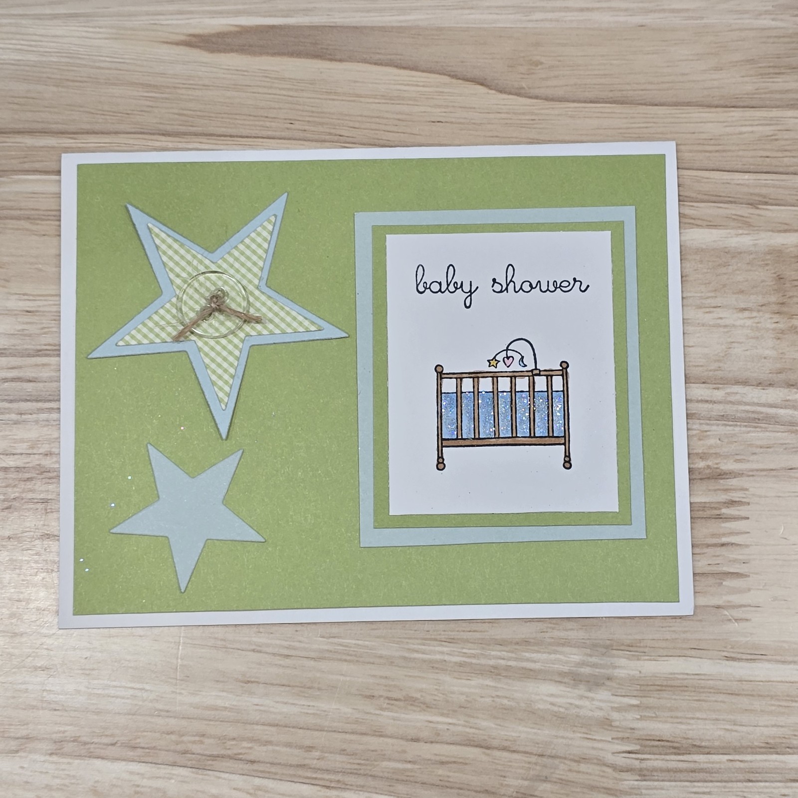 10 Baby Boy Shower Invitations Neutral Blue Green Handmade Cards Envelope Set
