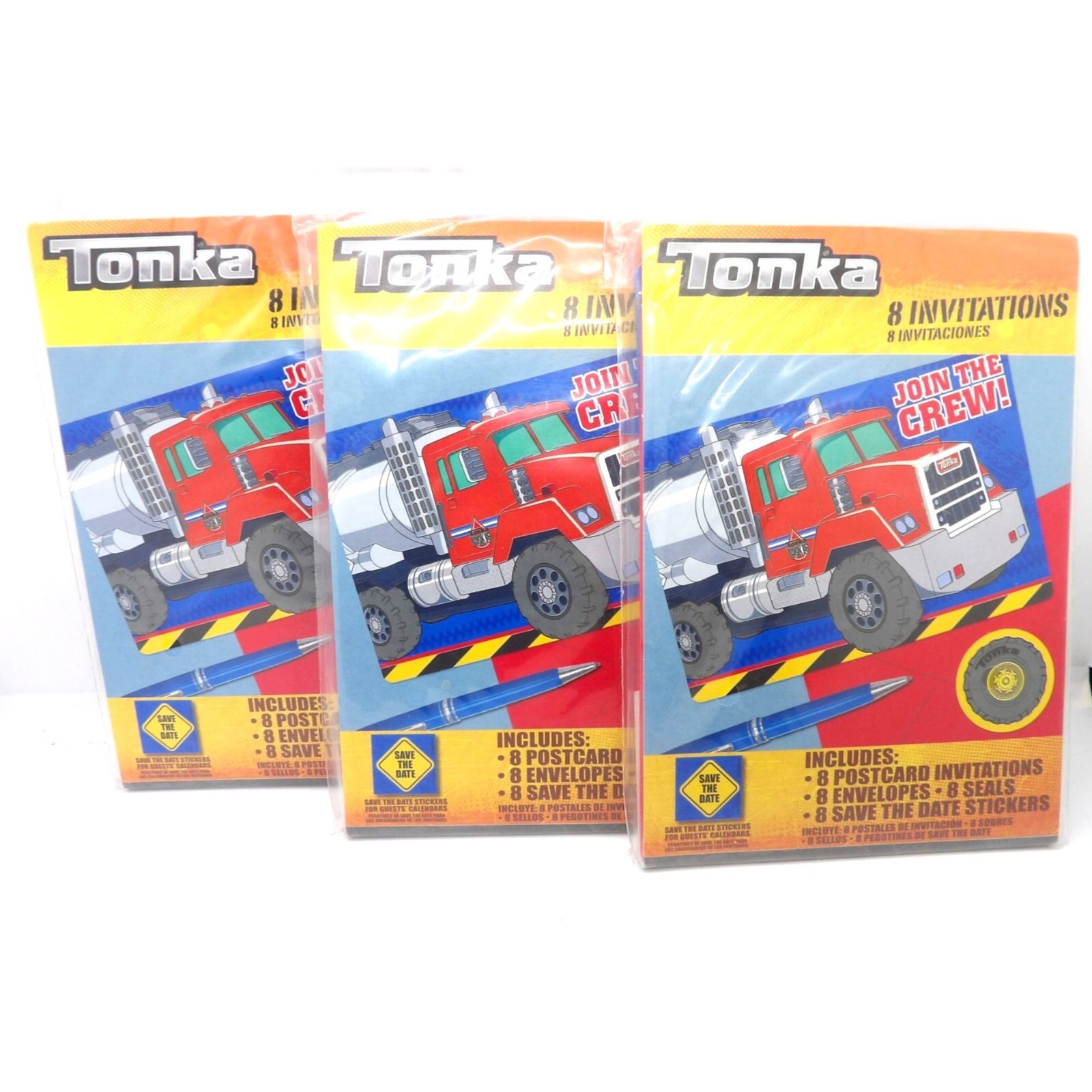 Tonka Hot Wheels Child’s Party Invitations Lot of 3 8 per. pack