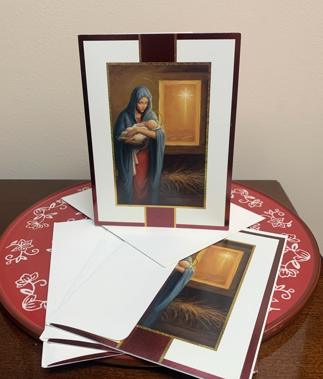 Merry Christmas Madonna Virgin Mary & Baby Jesus Burgoyne Greeting Card Set of 4