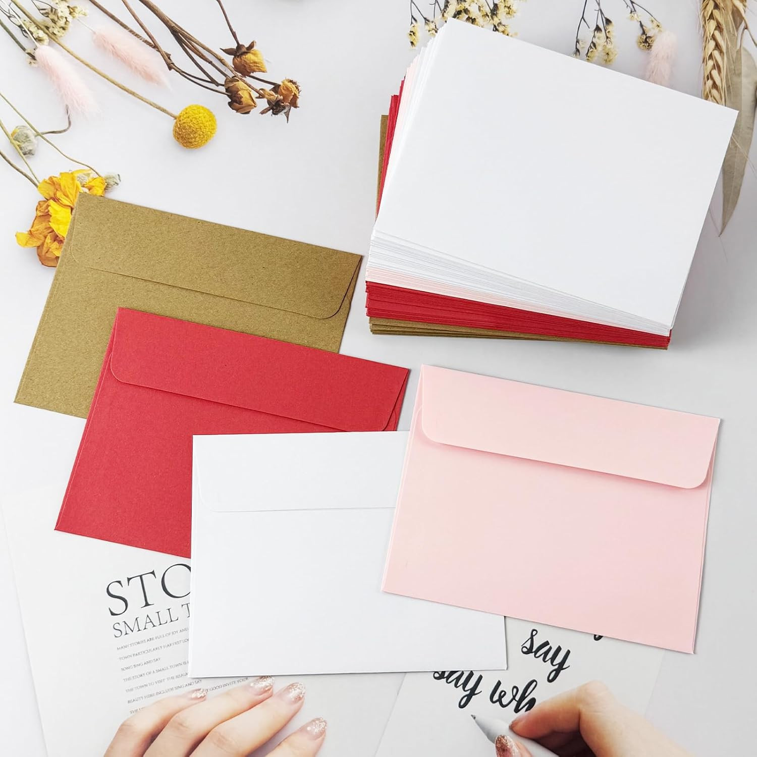 100 Pack A2 Envelopes White 4.375×5.75 Invitation Envelopes Self Seal for Weddin