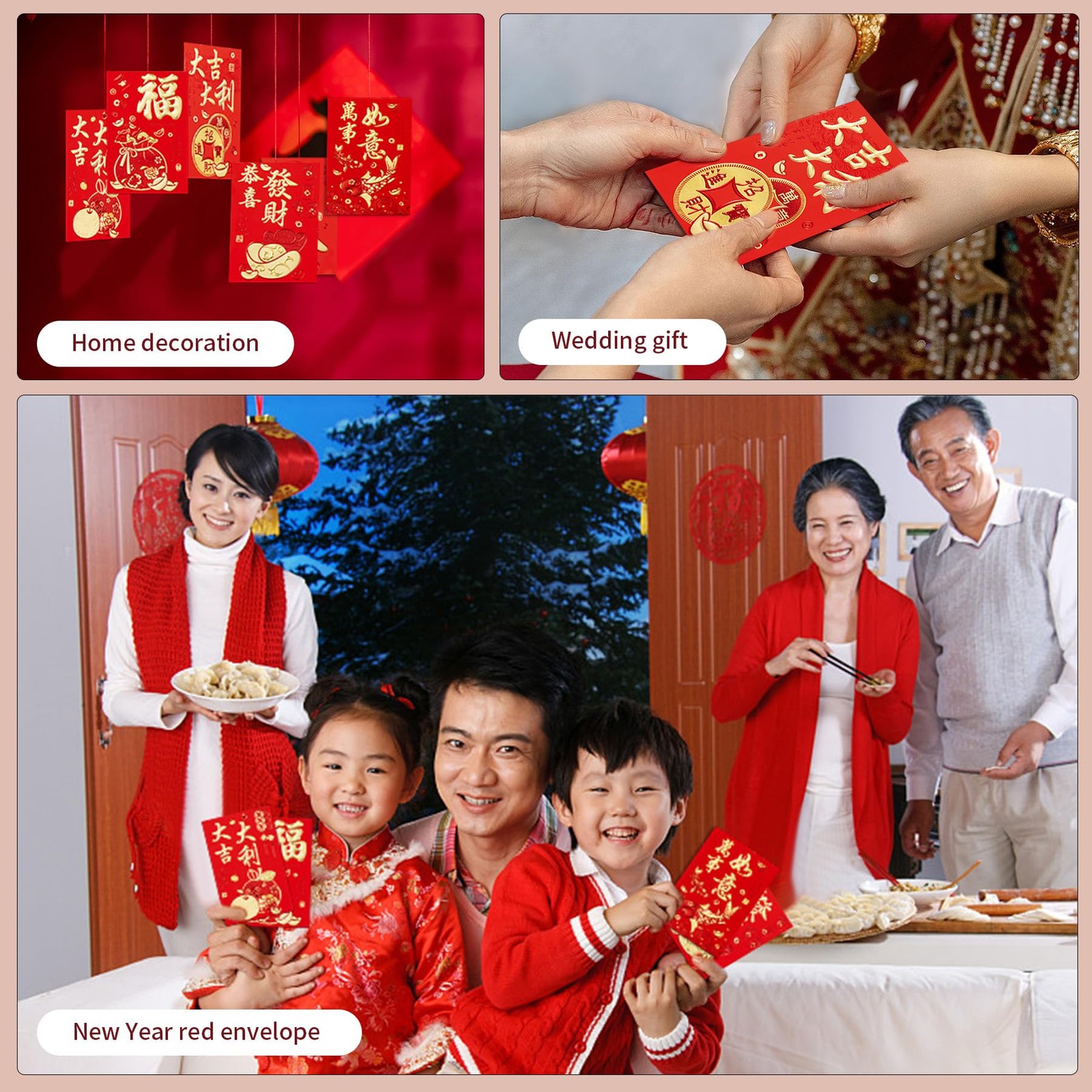 Red Envelopes 72pcs for Cash Chinese New Year – 6 Realistic Horse Designs