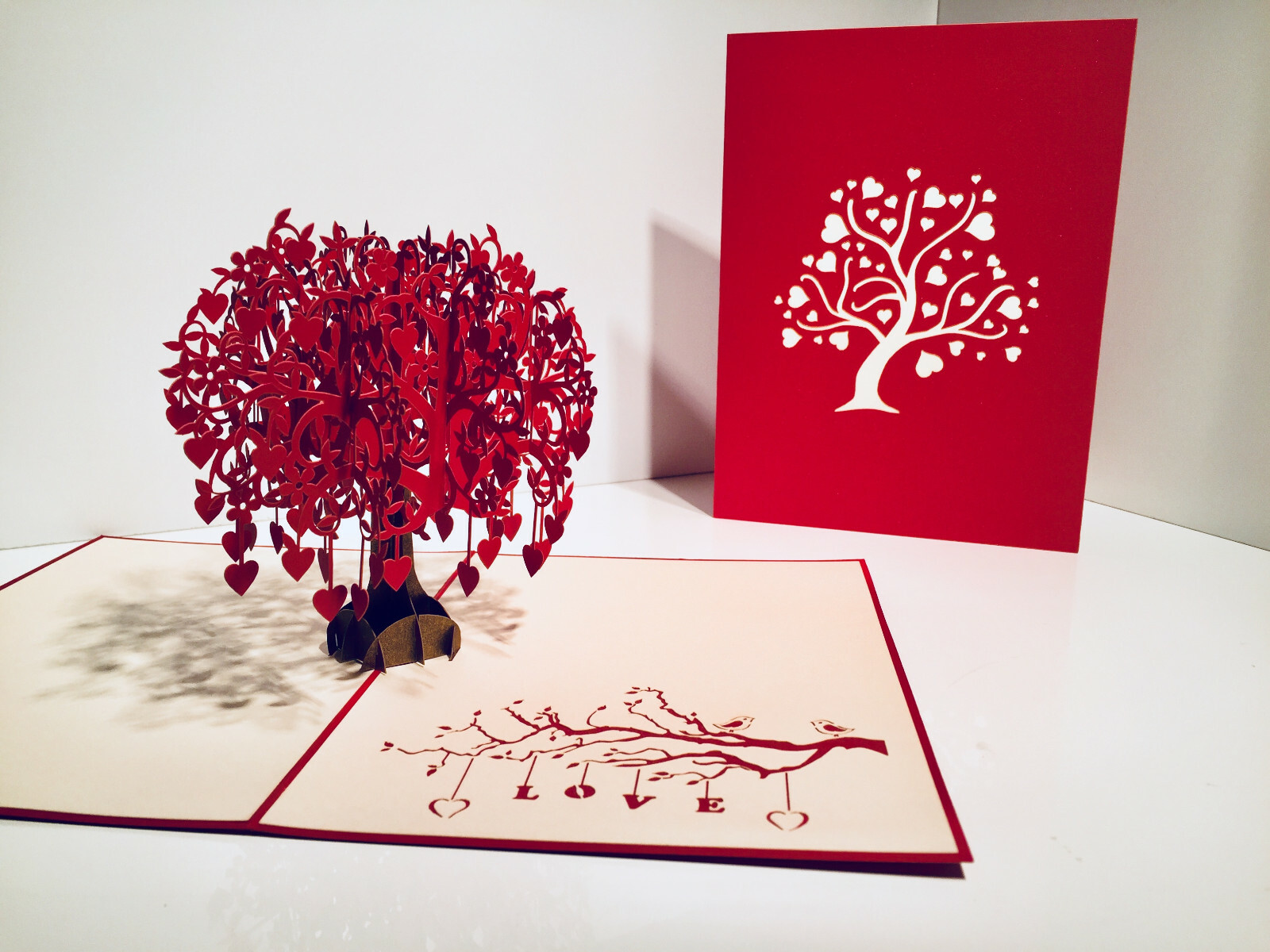 RED Tree of LOVE Hearts 3D Pop Up Greeting Card Anniversary Love Wedding Blank