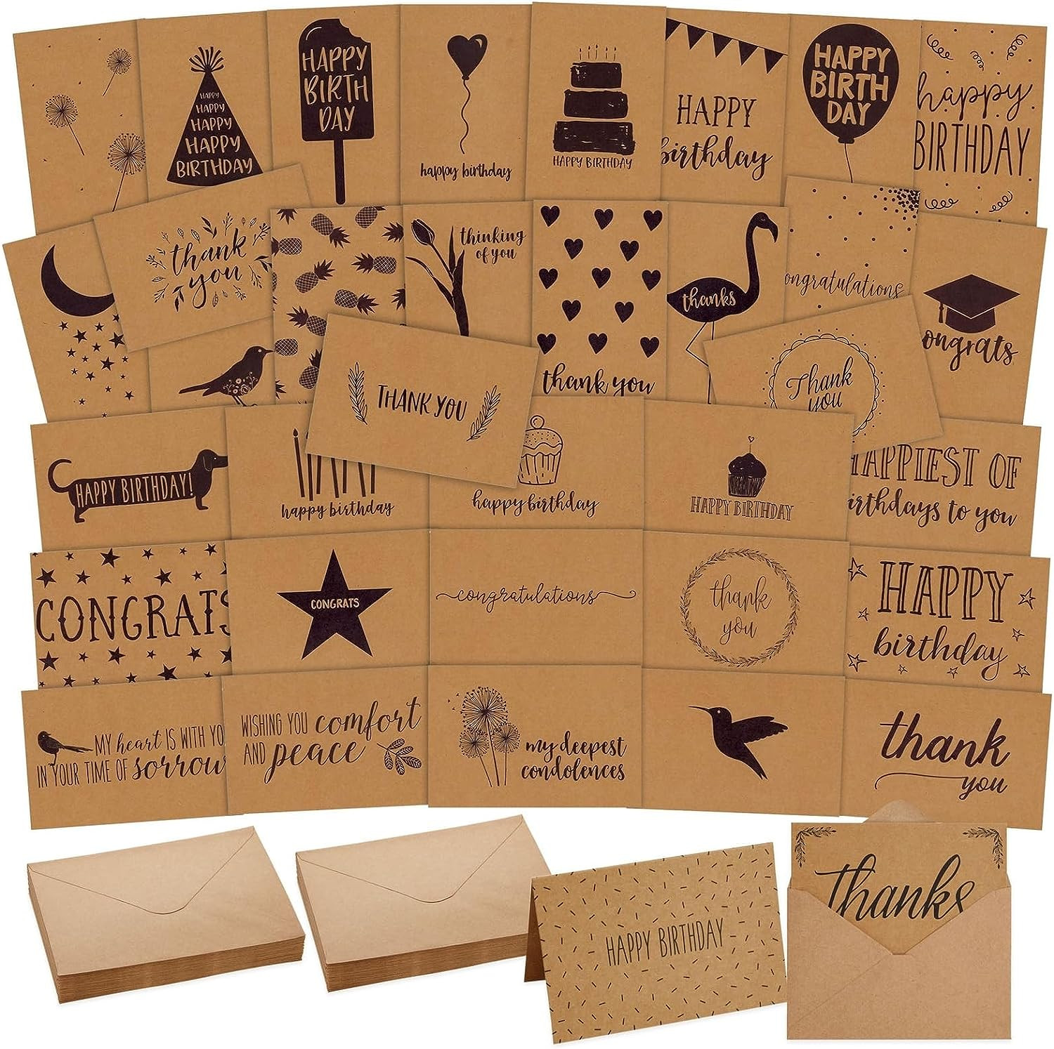 Best Paper Greetings Blank Cards & Envelopes Assortment – 36-Pack, 4 X 6 in Kraf