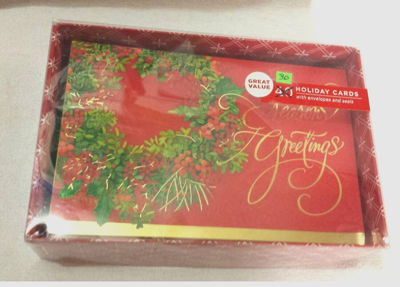 Christmas Greeting Cards w/ Envelopes+ Seasons Greetings Partial Box Lot/30