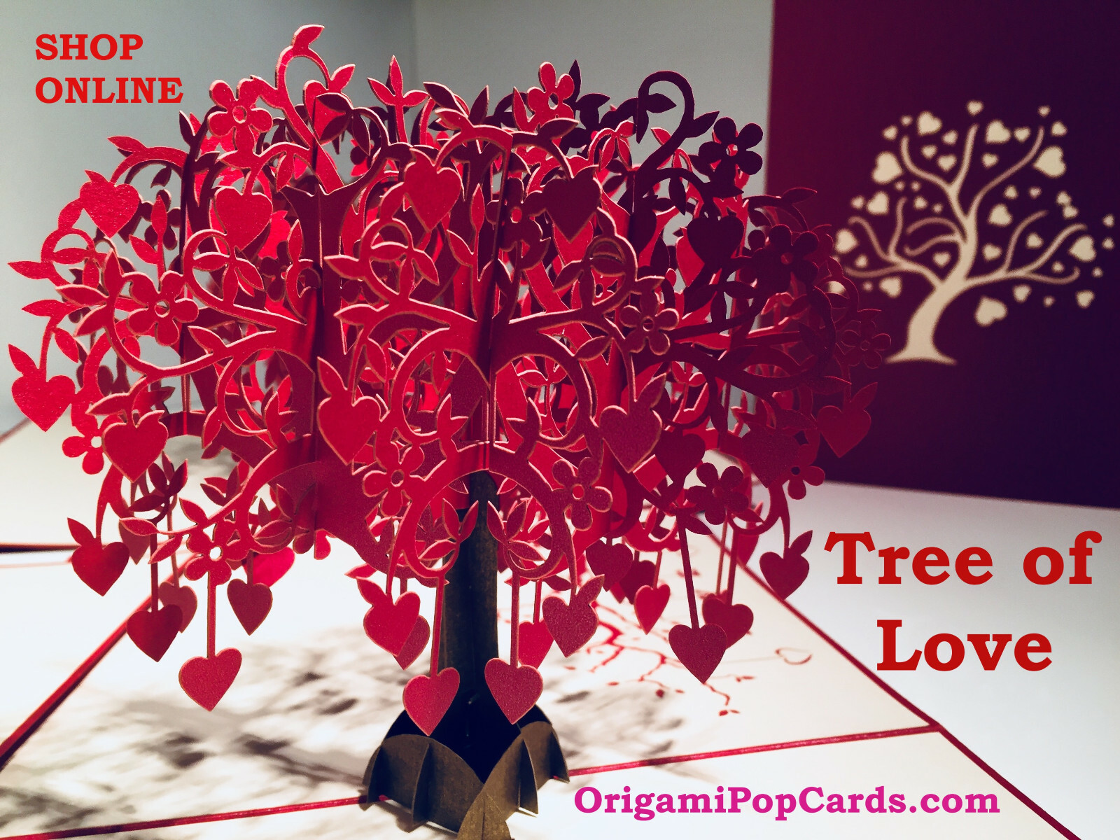 Origami Pop Cards Tree of Love Hearts Pop Card Valentines Day Just For You