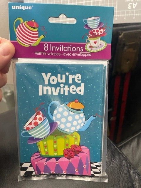 Mad Hatter Tea Birthday Party Invitations (8 )Count Party Supplies New!!!