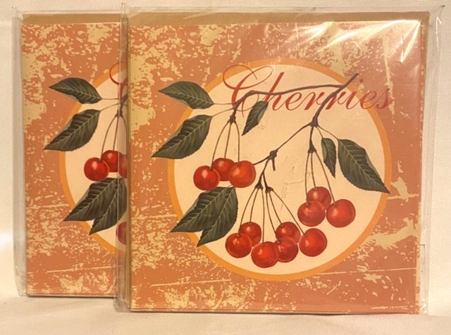 2 Brand New Packs Cherry Cherries Square Blank Notecards 6 Cards & Envelopes