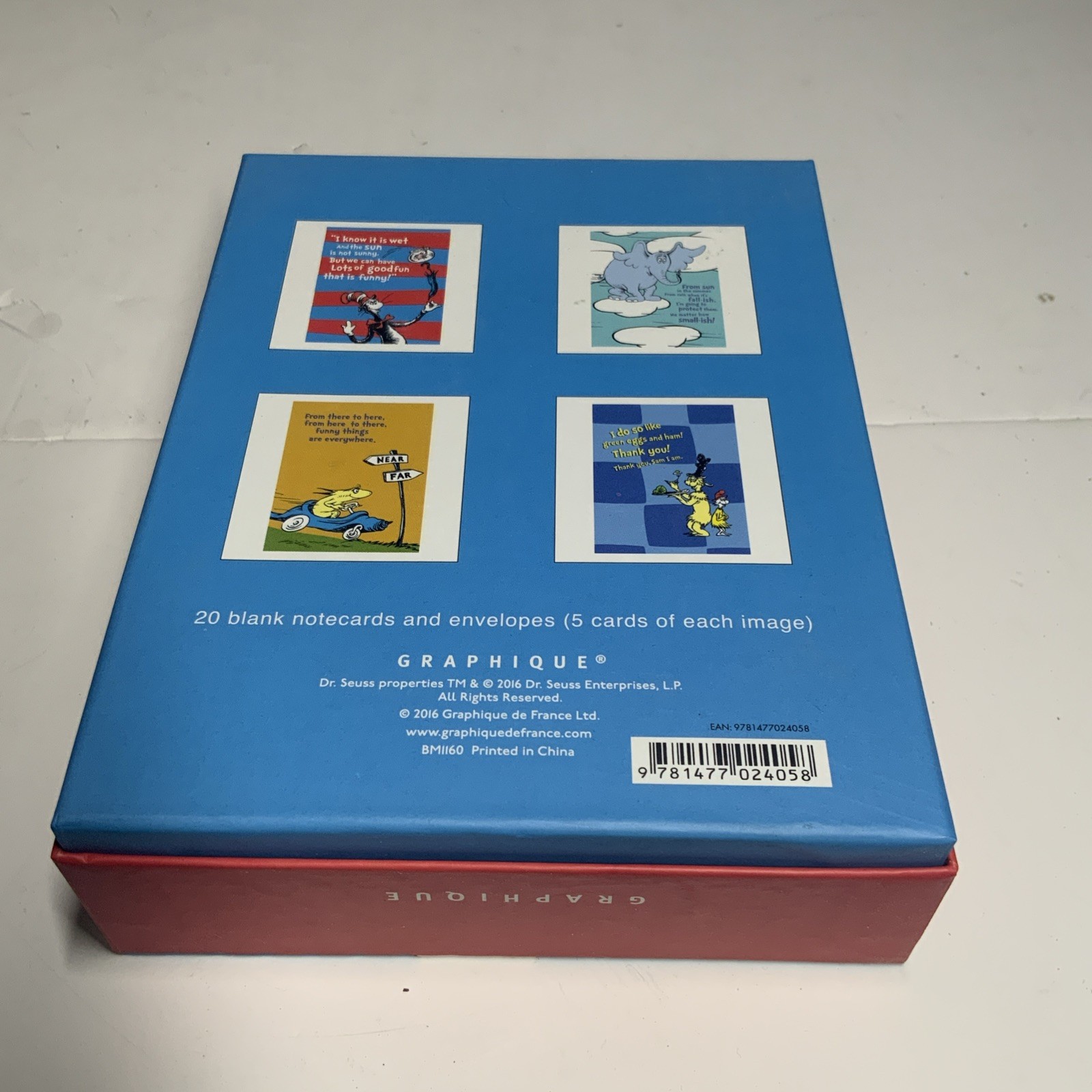 Dr. Seuss Box of 20 Notecards w/Envelopes 4 Designs NIB Graphique de France