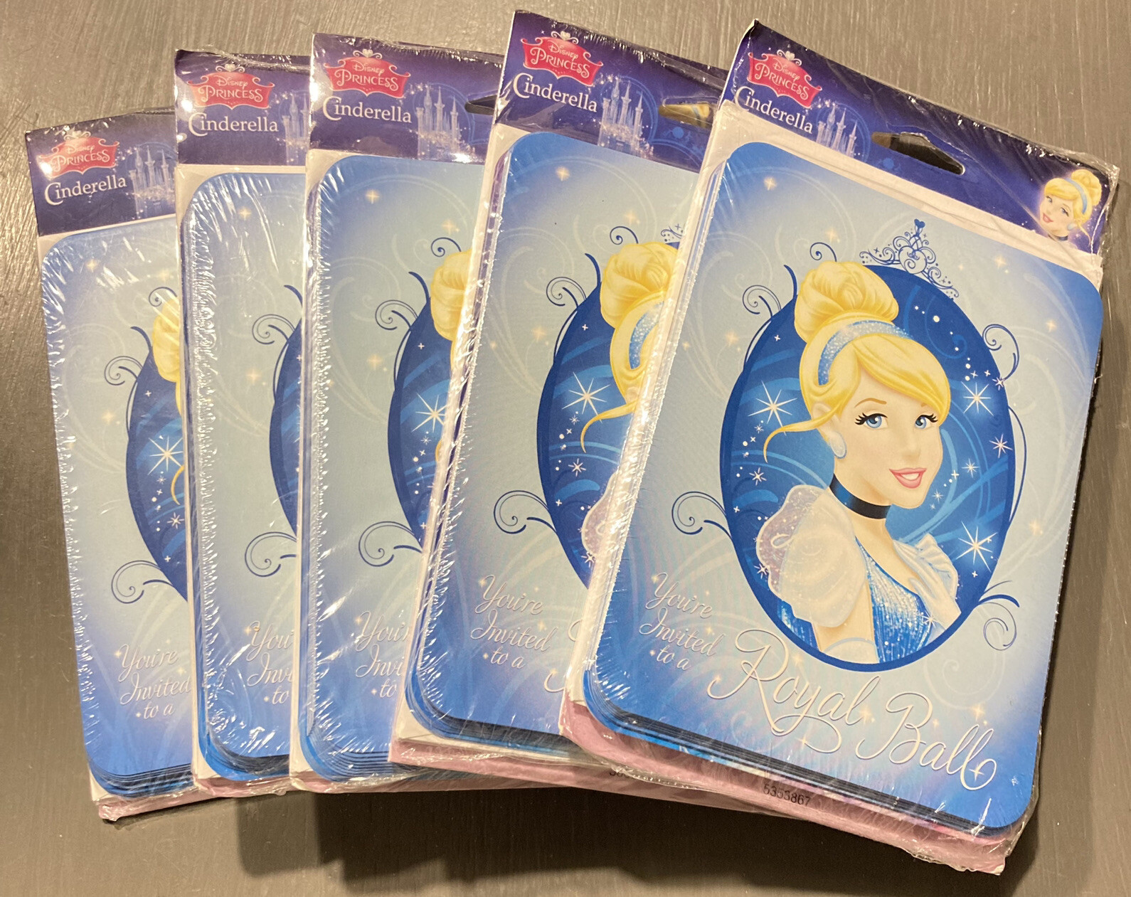 Lot Of Five: Princess Cinderella Birthday Party Invitations-See Description