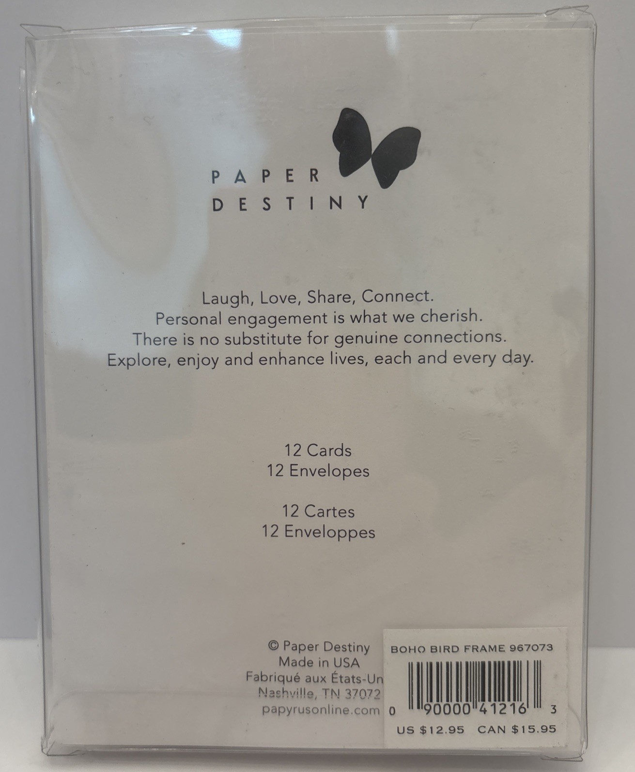 Paper Destiny Boho Bird Frame Note Cards Boxed Set 12 Cards Damaged Package