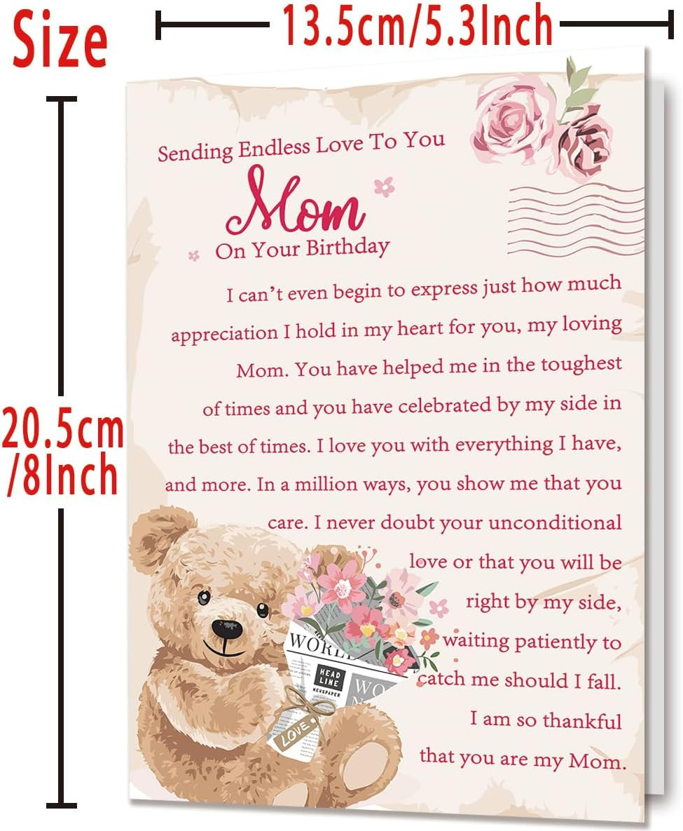 Birthday Card for Mom | Happy Mom Birthday Gifts from Daughter Son Kids | Mother