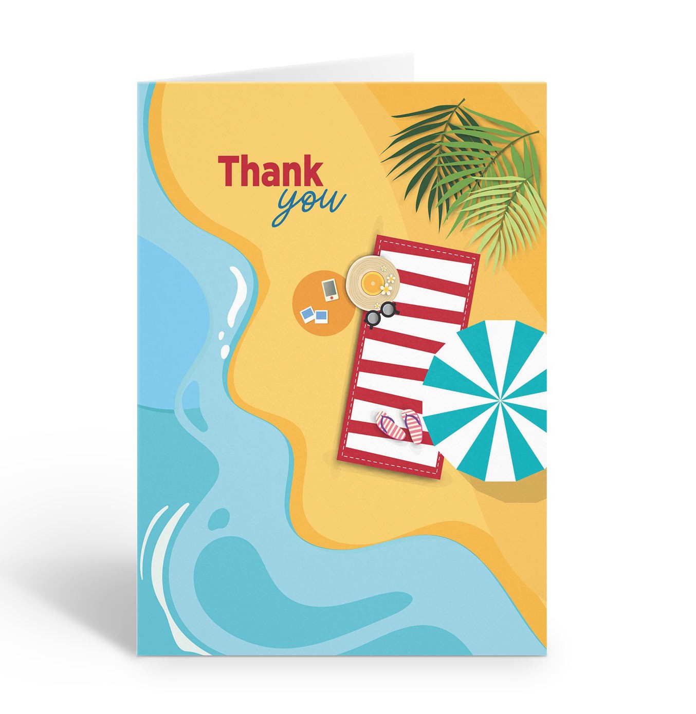 Tropical Beach Thank You Note Cards, 10 cards w/Envelopes – Size 4.25″ x 5.5″