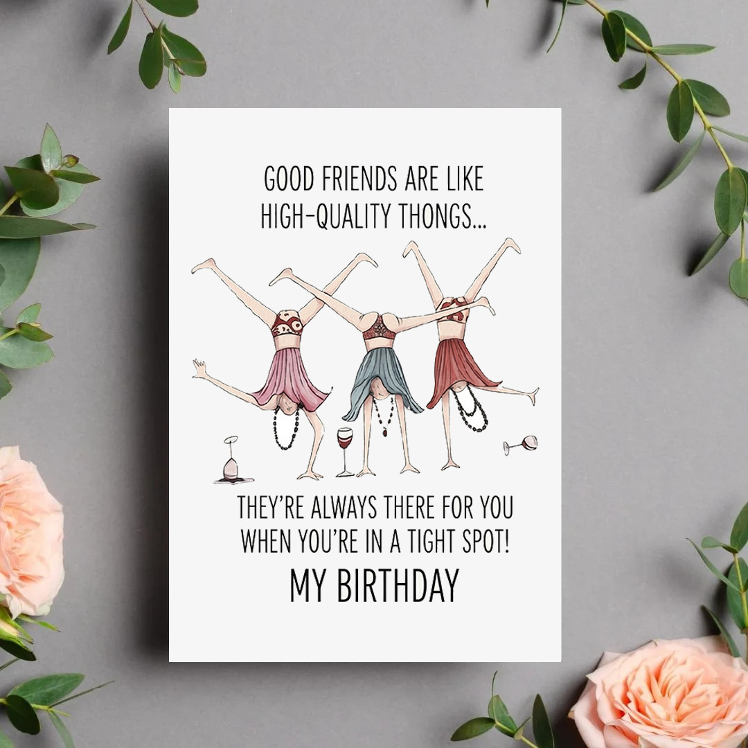 Funny Birthday Card for Friends – 3 Women Illustration