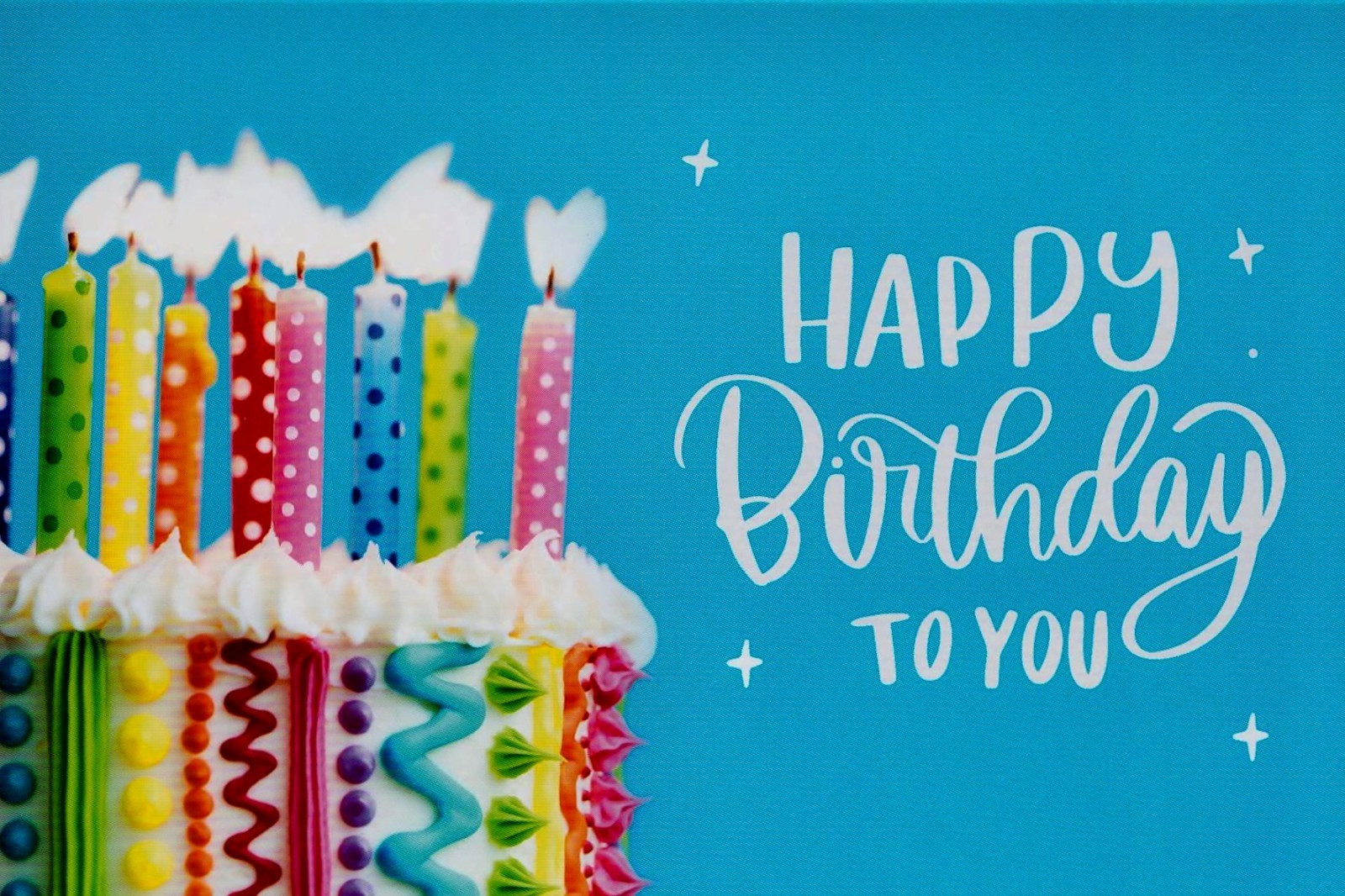 Birthday Colorful Lit Candles 1 Card 1 Envelope Greeting Card