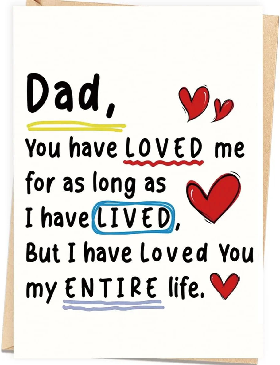 Fathers Day Card Gift for Dad from Daughter Son, Minimalist Premium Design, Funn