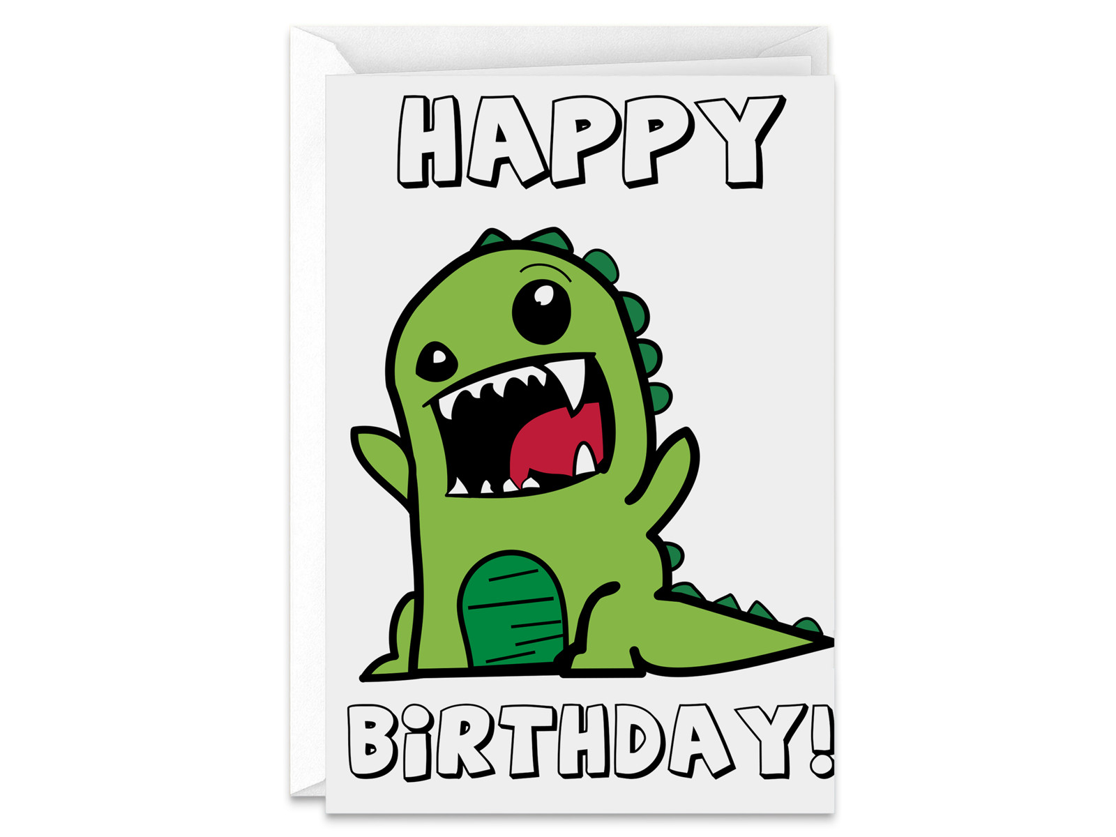 Happy Birthday Dragon Or Dinosaur Handmade Greeting Card