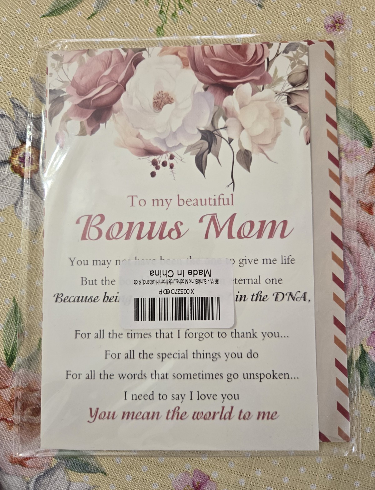 Mother’s Day Greeting Card for Mom, Folded Floral Multicolor Love, Envelope