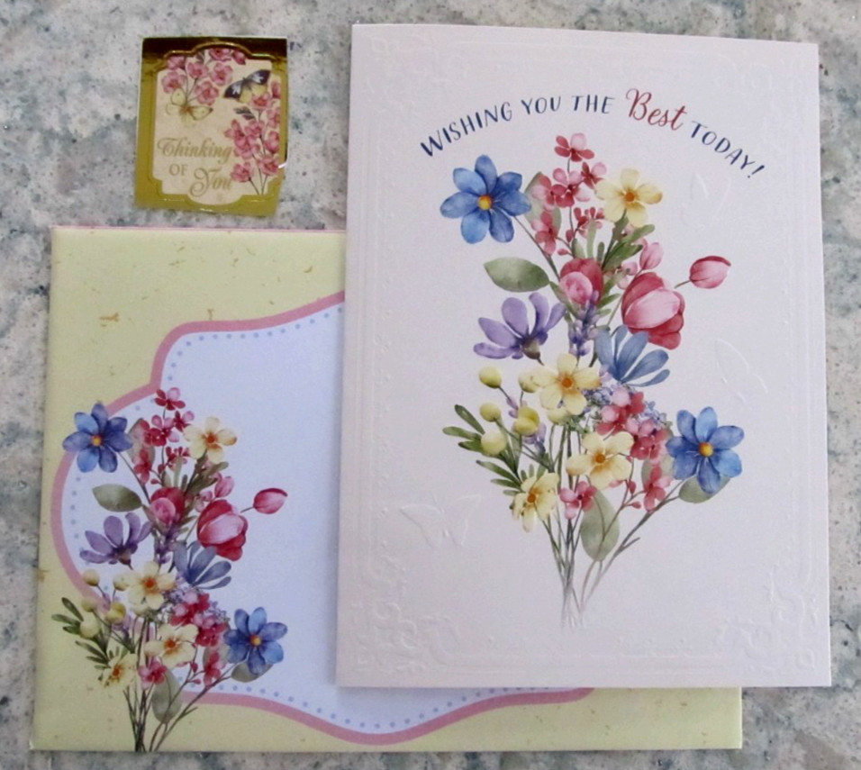 Exclusively Crafted For You Birthday Card, Env. & Seal Bouquet of Pretty Flowers