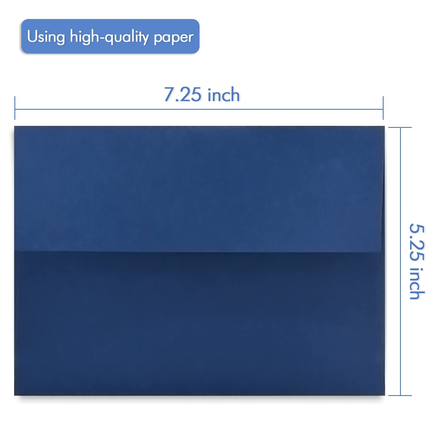 100 PCS 5.25×7.25 Inch A7 Navy Blue Invitation Envelopes Self Seal 5×7