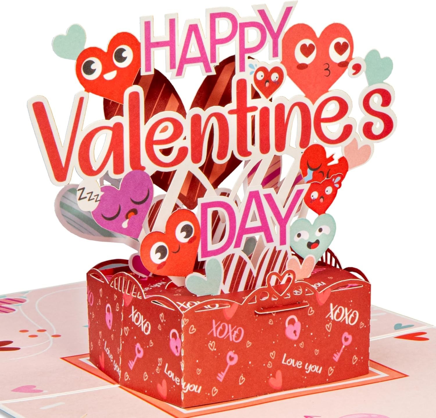 Paper Love Happy Valentines Day Card, 3D Handcrafted Pop Up 5″ x 7″, Red