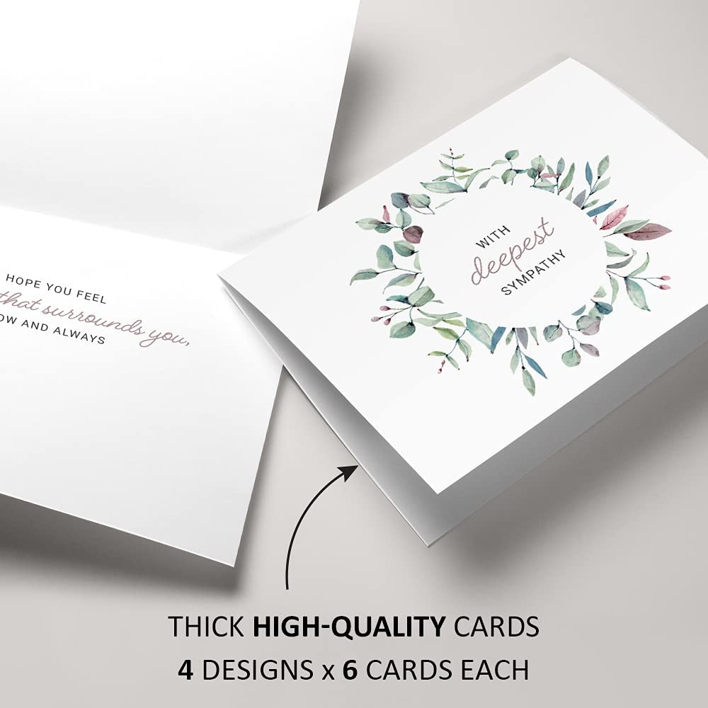 Sympathy Cards with Envelopes – 24 Pre-Scored and Double-Sided Watercolor Con…