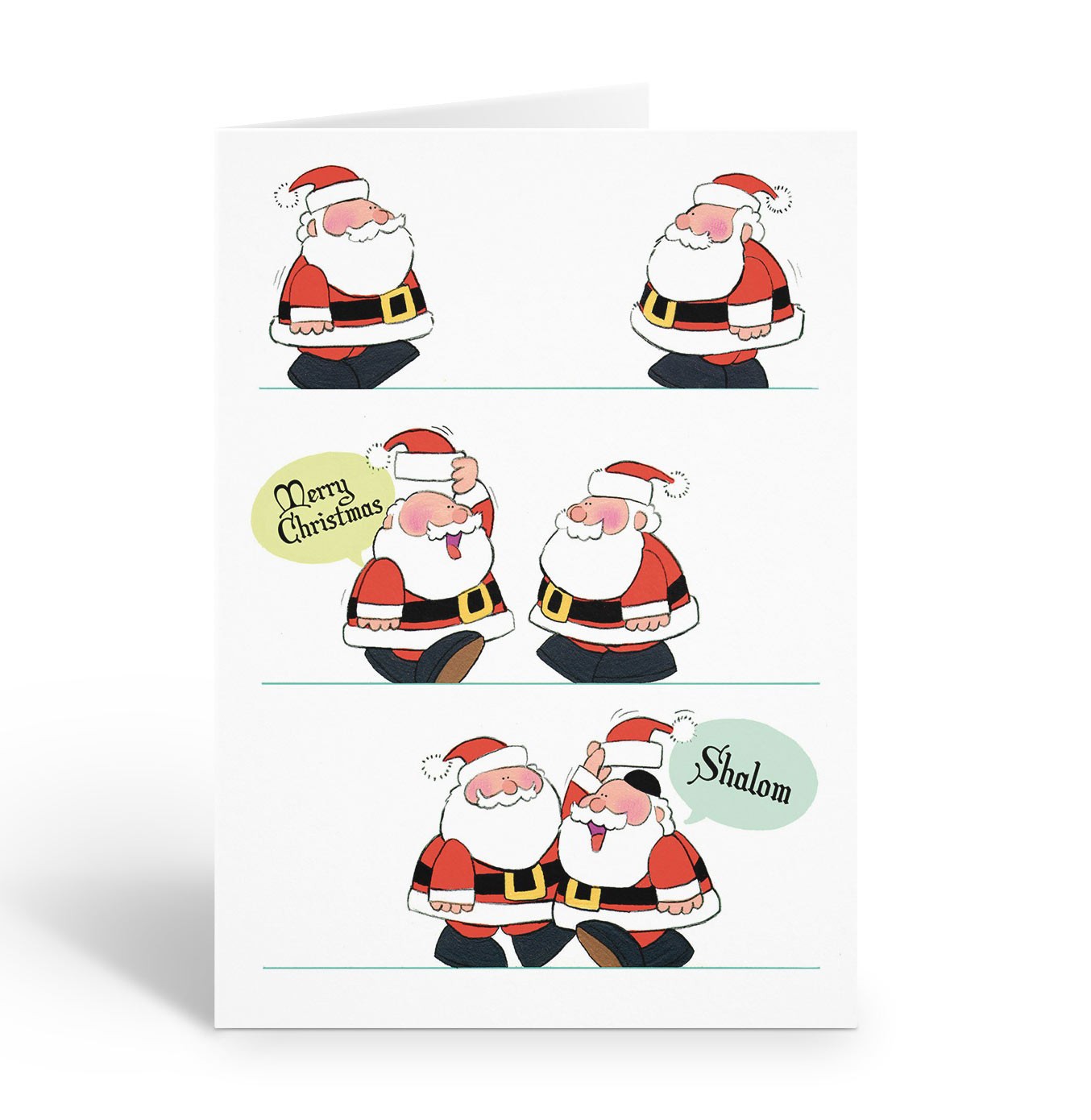Santas Christmas & Hanukkah Holiday Card – 12 Cards w/Envelopes – 6.25″x4.5″