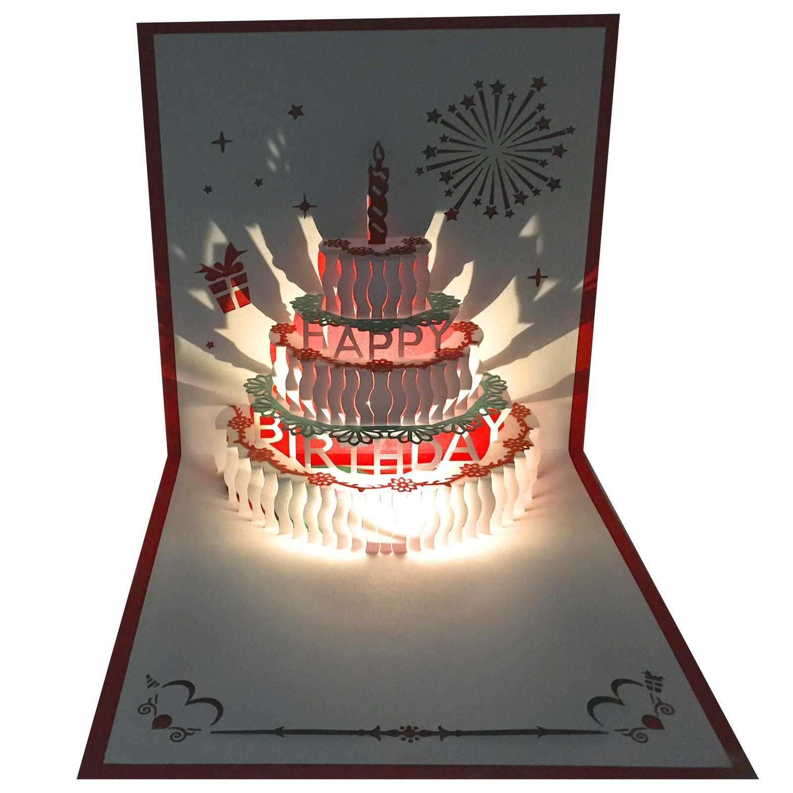 Pop Up Birthday Cards,Warming LED Light Birthday Cake Music Happy Birthday